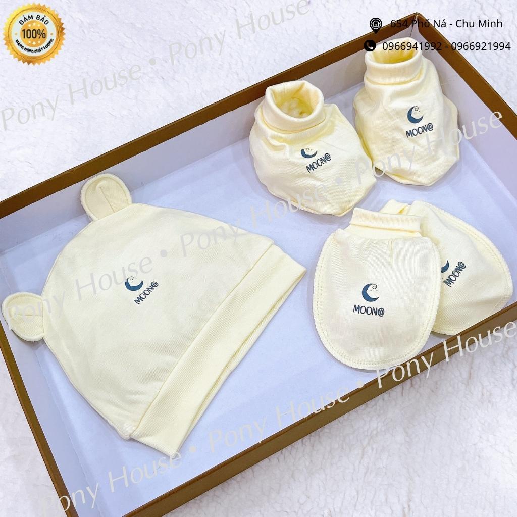 Set Bao Tay, Bao Chân, Mũ Moon Petit - Phụ Kiện Mũ, Bao Tay Bao Chân Cho Bé Trai Bé Gái Sơ Sinh Chất Petit  Siêu Mềm Mịn