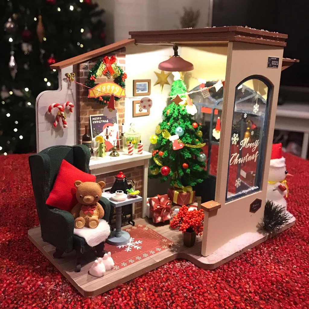Mô Hình Gỗ 3D Lắp Ráp ROBOTIME Rolife Nhà Tí Hon Snow House (Nhạc Jingle Bell) DG18 [chưa ráp]