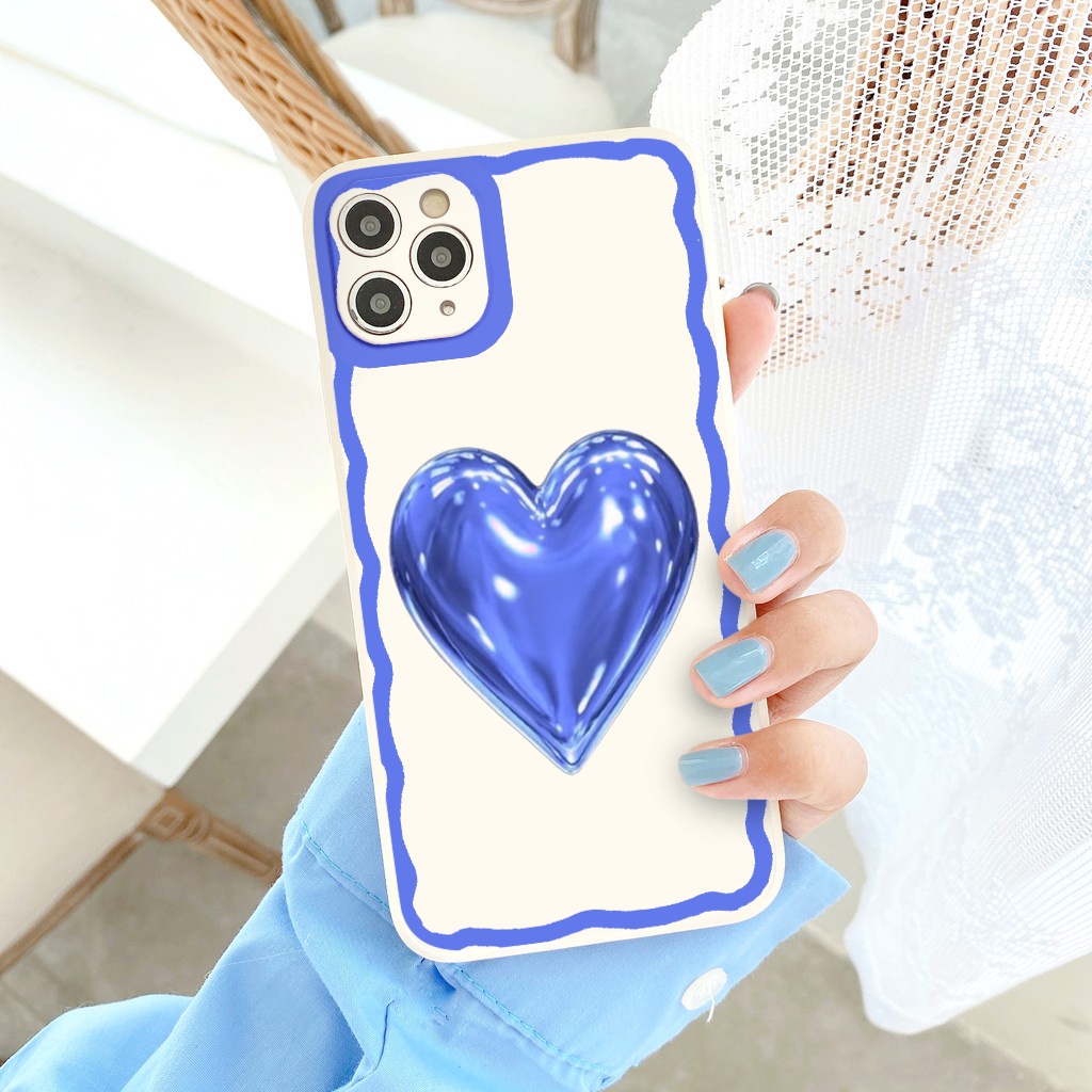 Ốp iphone hot trend Trái tim Xanh vuông cạnh ốp lưng iphone 6/6splus/7plus/8/8plus/xr/xs/12/13/pro/max/plus/promax tr352