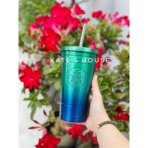 Ly inox kèm ống hút dung tích 473ml