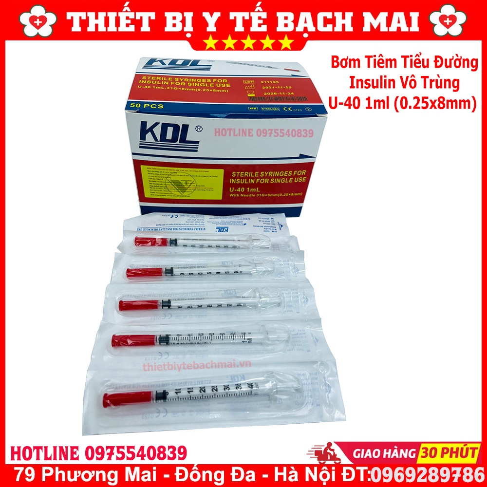 Bơm Tiêm Insulin Tiêm Tiểu Đường, Thẩm Mỹ KDL U100 -1ml ,U100-0.5ml , U100-0.3ML ,U40-1ML