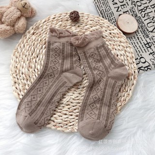 Vớ cổ cao nữ In hình Họa tiết Họa hình Cotton Ulzzang Hàn Quốc Tất cổ cao nữ Thu Đông Dễ thương Nhật Bản