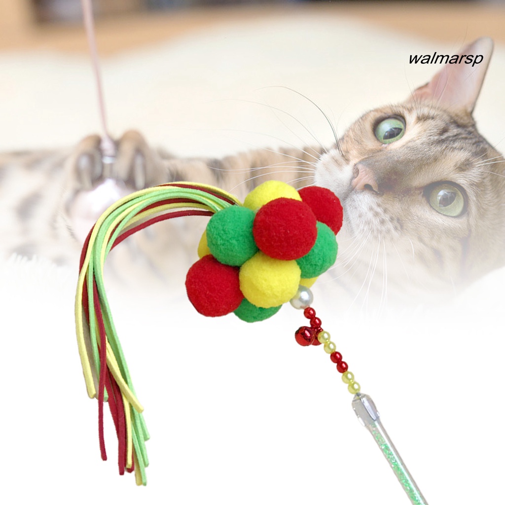 Gậy đồ chơi gắn tua rua và quả cầu lông xù dành cho mèo cưng