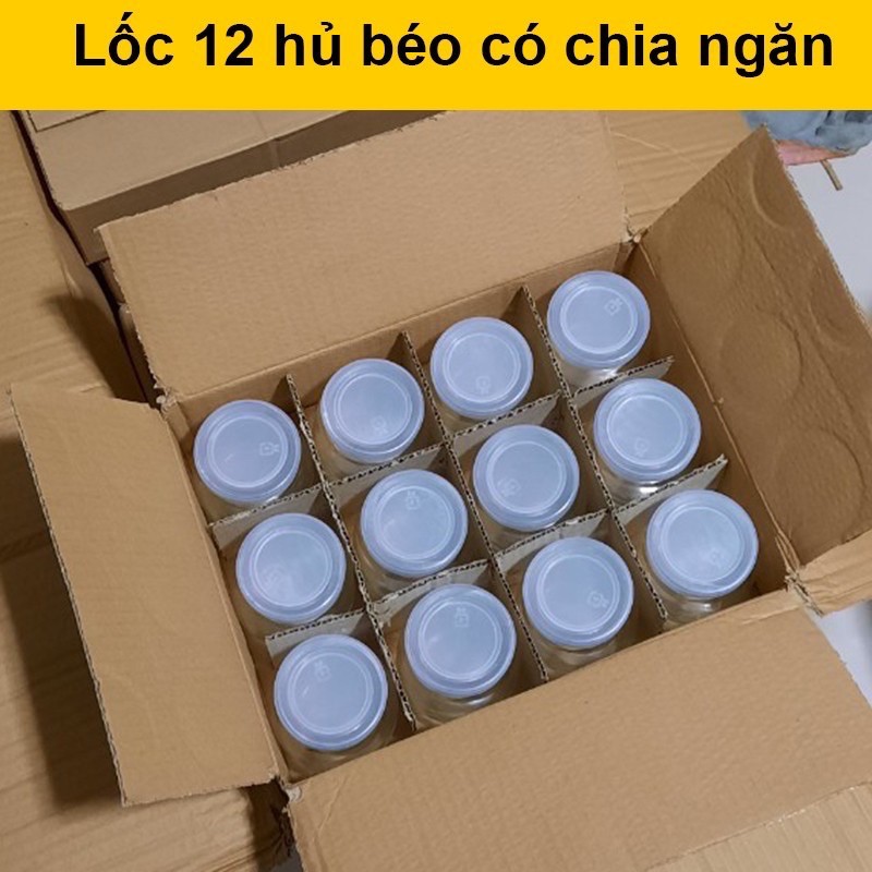 Bộ 12 hũ thuỷ tinh béo 200ml đựng sữa chua , caramen