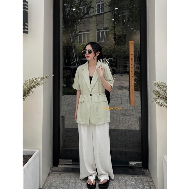 [hàng sẵn] ÁO BLAZER CỘC TAY BUỘC DÂY SANG CHẢNH