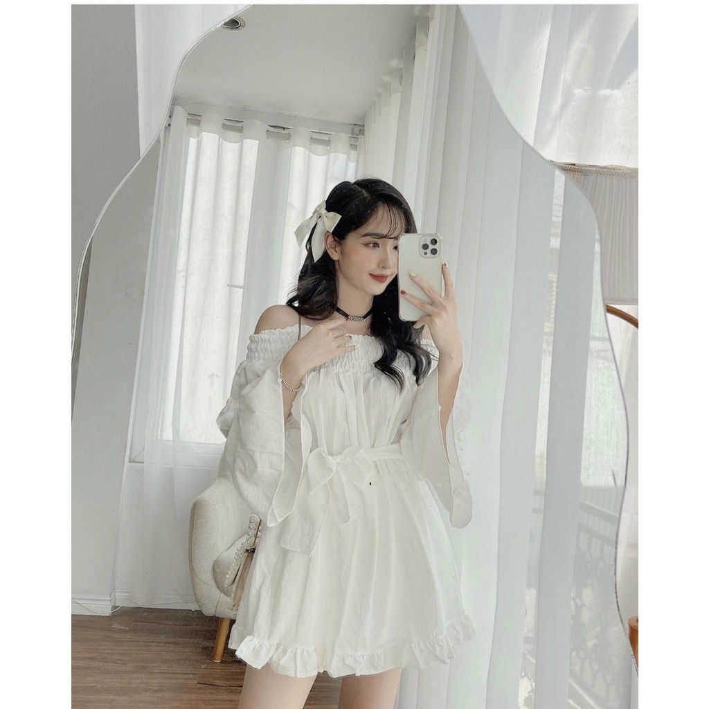 Áo bẹt vai bo chun bo eo hotgirl quảng châu chất mát mịn