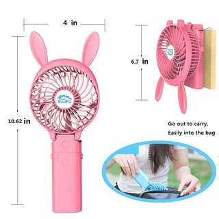 Quạt mini cầm tay tai thỏ siêu ngộ nghĩnh đáng yêu - Quạt mát như gió trời - Lỗi 1 đổi 1