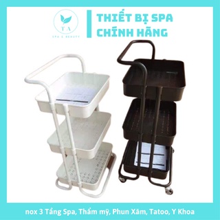 Xe đẩy inox 3 tầng spa, thẩm mỹ, phun xăm, tatoo, y khoa