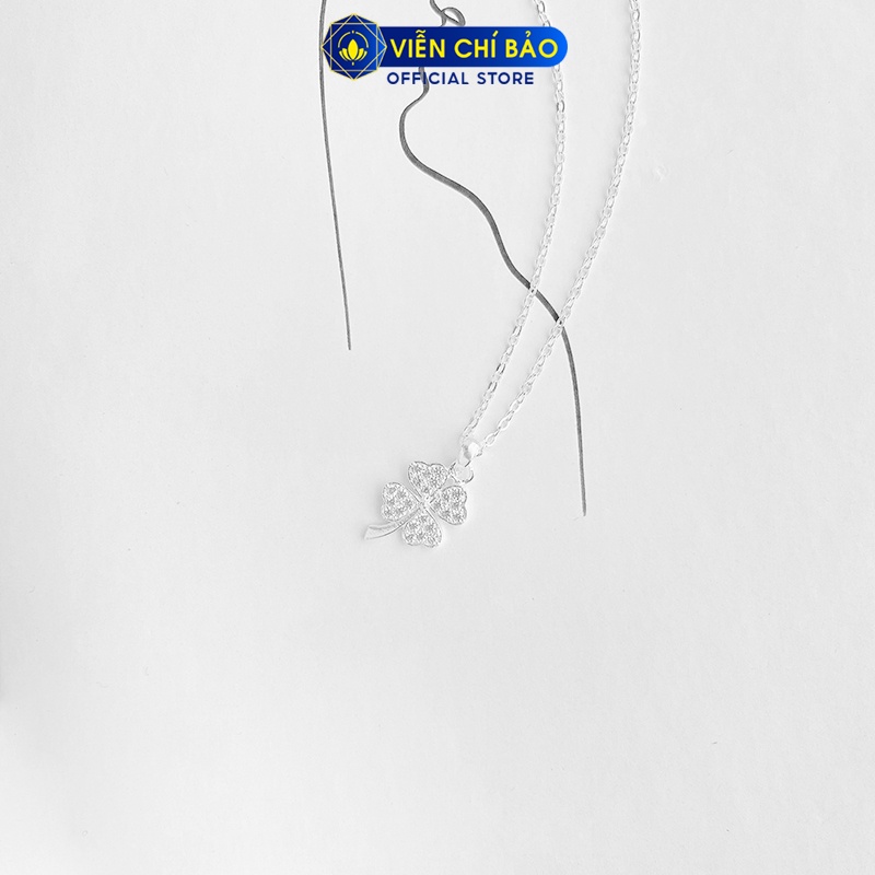 Dây chuyền bạc nữ cỏ 4 lá có đuôi chất liệu bạc 925 thời trang phụ kiện trang sức nữ Viễn Chí Bảo D400783