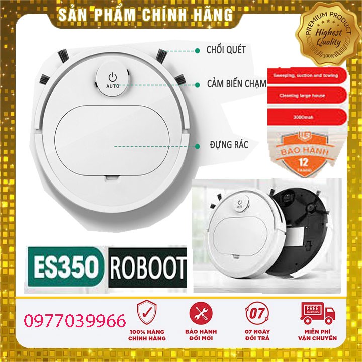 Robot Hút Bụi Lau sàn Thông minh On-Tek ES350 Cao Cấp 3 Trong 1, Cảm Biến Chạm, Chống Va Chạm Thông Minh, Có Led