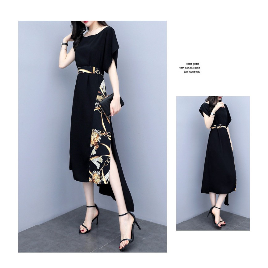 ĐẦM SUÔNG ĐEN PHỐI LỤA CỘT NƠ CỘT NƠ CÁCH ĐIỆU CÓ SIZE LỚN XXXL