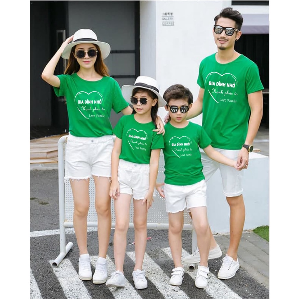 Áo thun cotton nam nữ, áo gia đình in GIA ĐÌNH NHỎ HẠNH PHÚC TO dày dặn, co giãn tốt