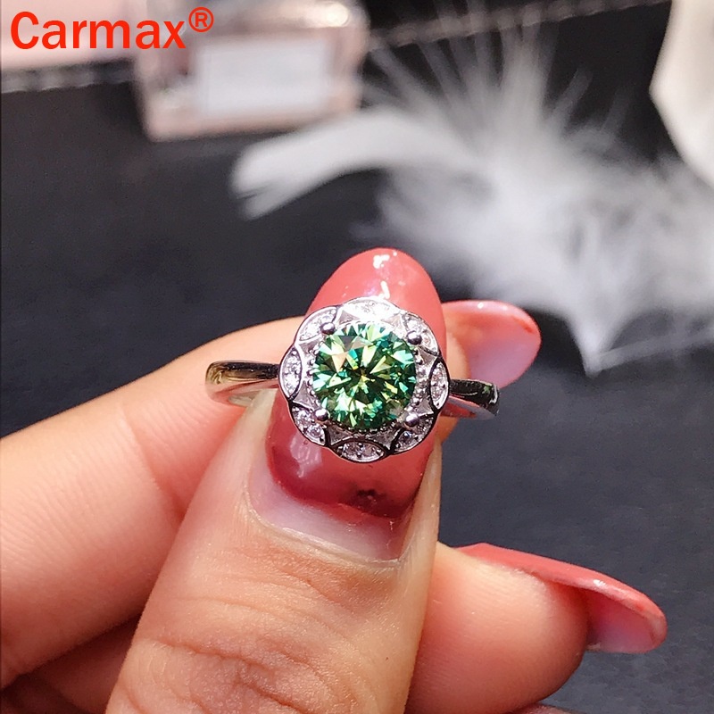 Nhẫn Moissanite Màu Xanh Dương Và Xanh Lá Thanh Lịch