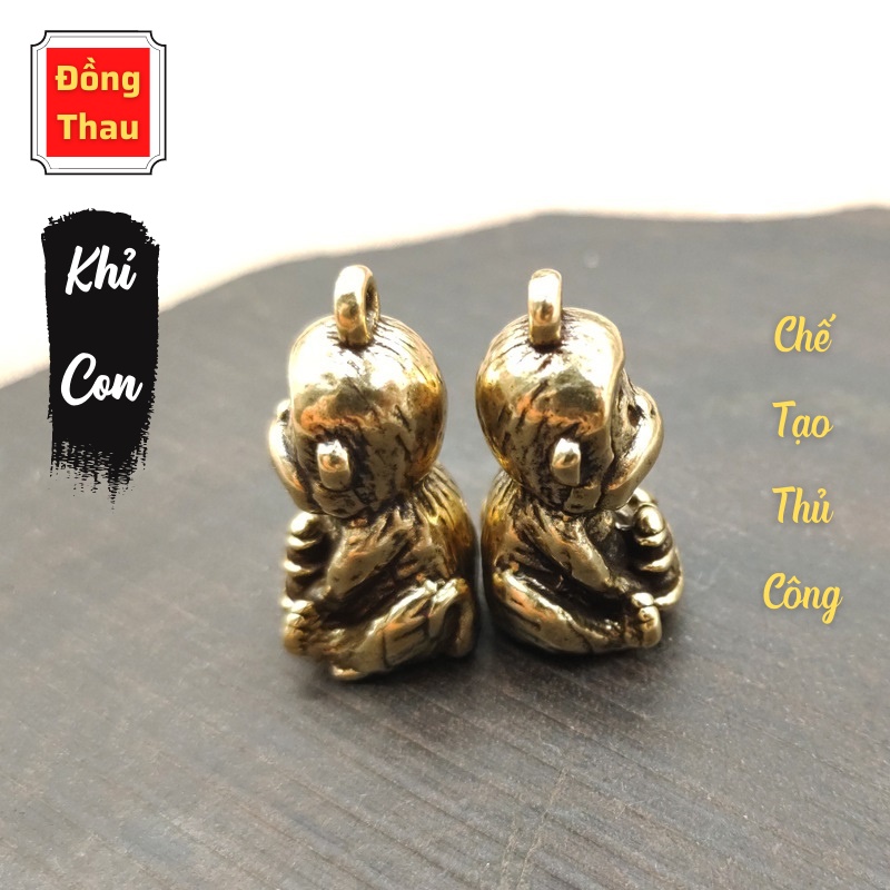 Tượng Nhỏ Phong Thủy Bằng Đồng Kiểu Dáng Khỉ Ôm Vàng Đem Lại Sự May Mắn Tài Lộc - Tuổi Thân