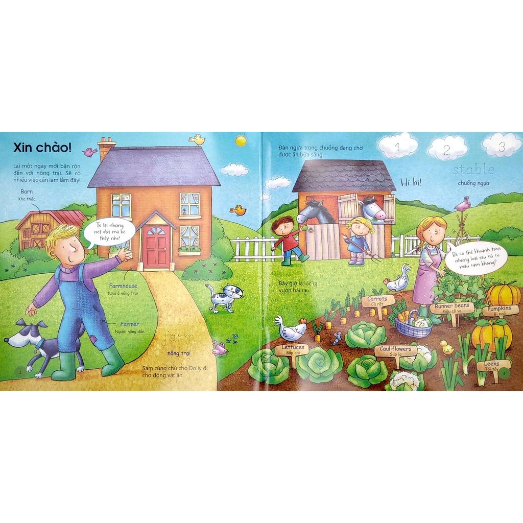 Sách - Let’s Go To The Farm - Nào Mình Cùng Đến Nông Trại (Học Mà Chơi - Dễ Dàng Viết/Xóa) Song Ngữ Anh - Việt