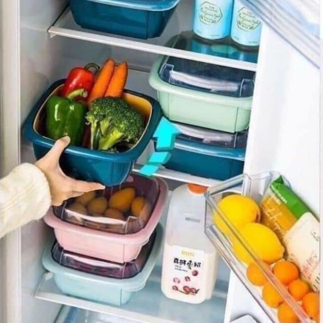 Bộ Rổ Nhựa Kèm Chậu Có Nắp Đậy An Toàn Tiện Lợi
