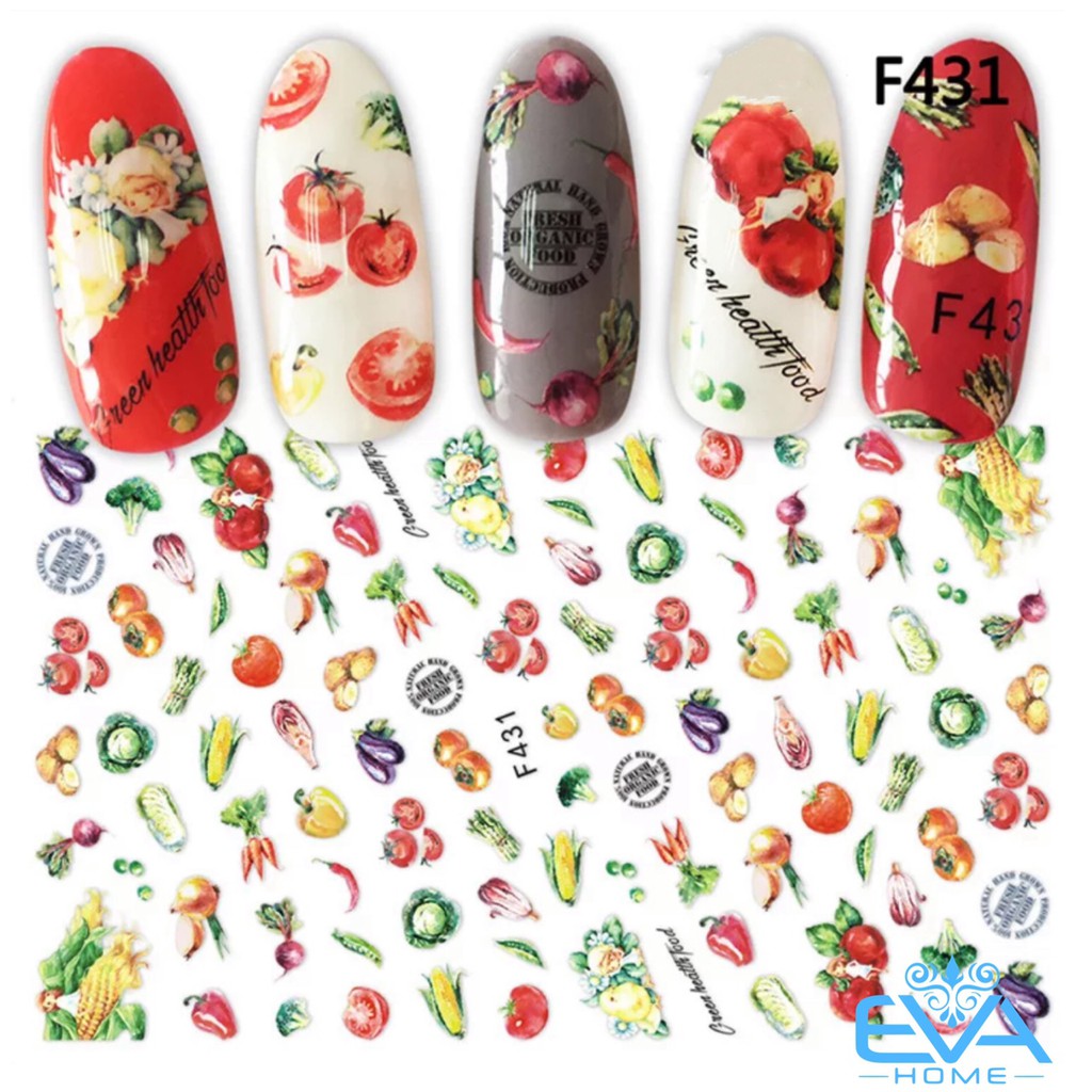 Miếng Dán Móng Tay 3D NAIL Sticker Trang Trí Hình Rau Củ Quả Oganic F431