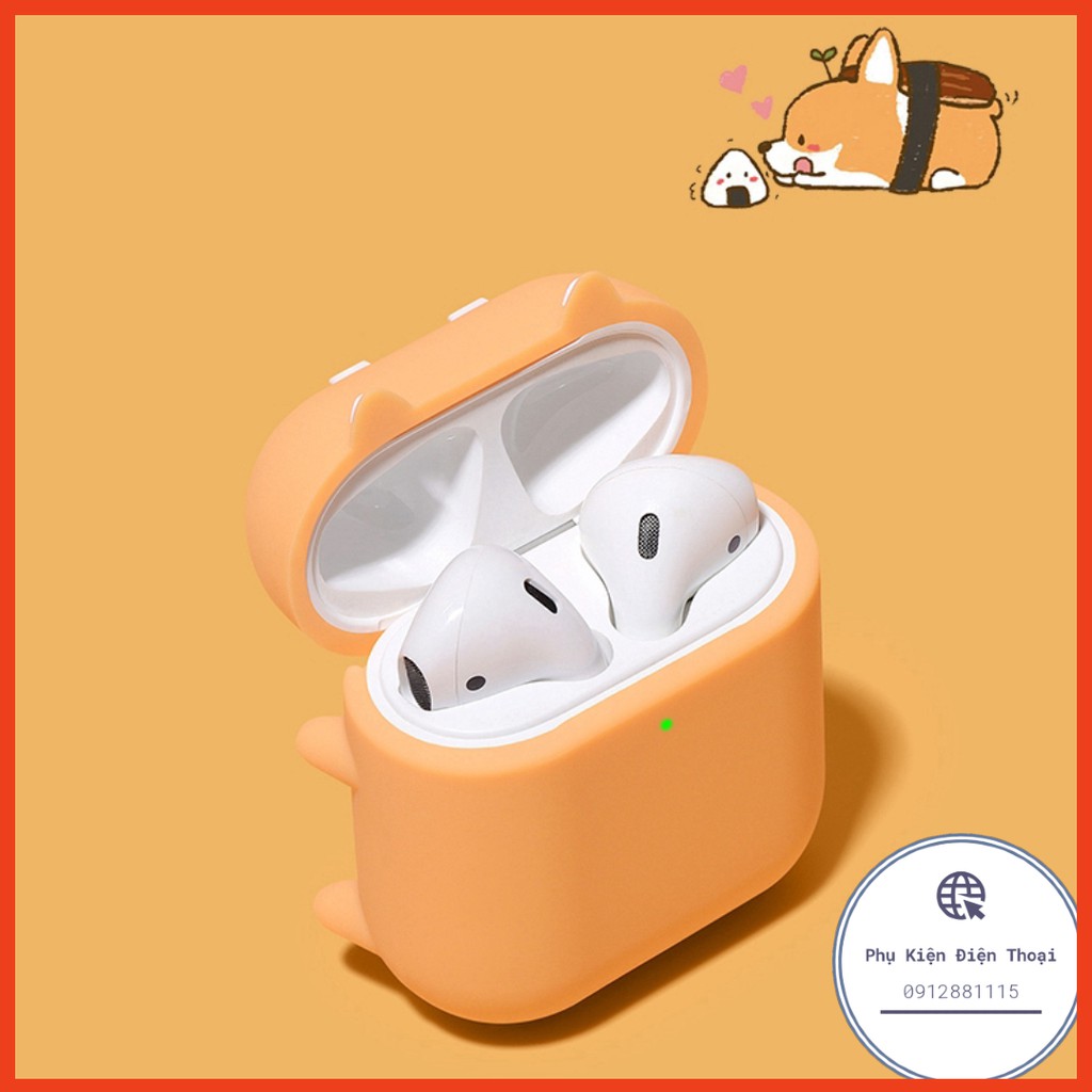 Vỏ bảo vệ bao đựng tai nghe airpod 1/2 bluetooth i12 Shiba Vuông Nằm