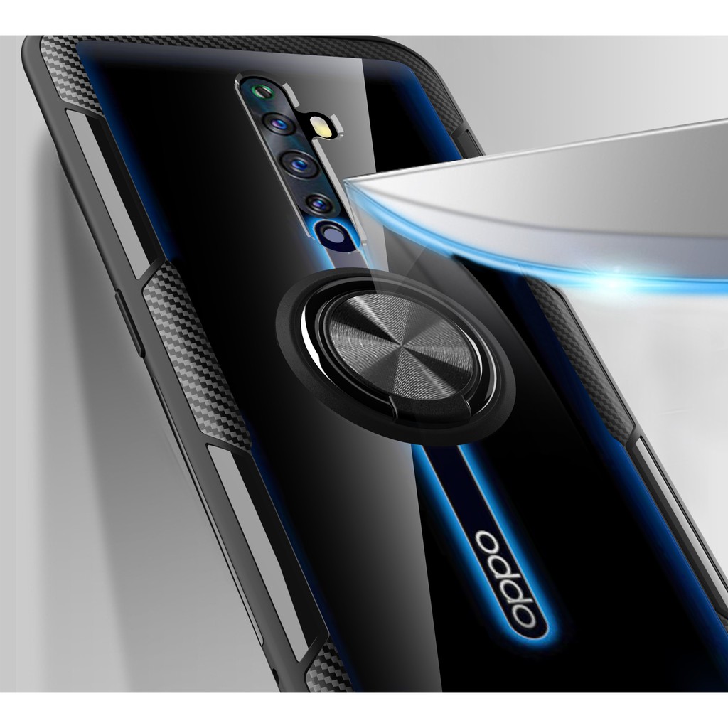 Ốp lưng Oppo Reno 2F / Reno 10X Zoom giá đỡ kiêm nhẫn Iring lưng trong viền màu giá đỡ xem phim