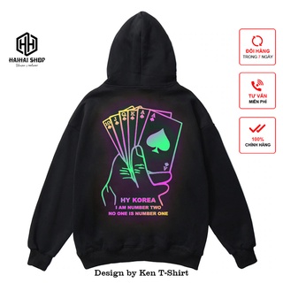 Áo khoác hoodies nỉ form rộng kiểu sweater unisex in hình phản quang xòe bài 138