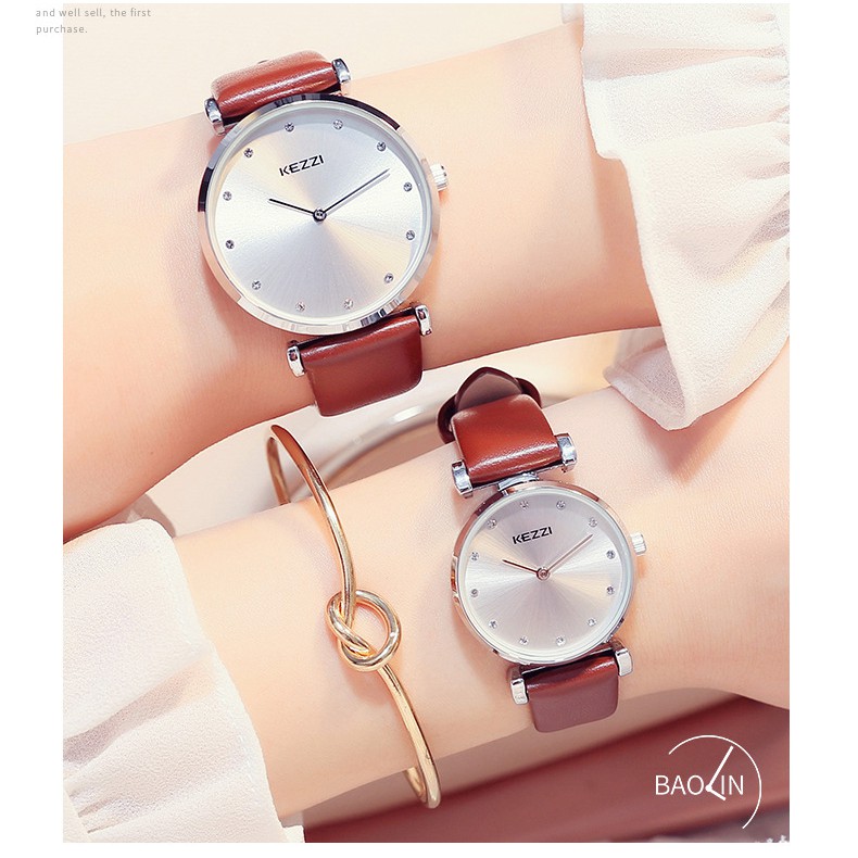 [Mã FAMAYFA2 giảm 10K đơn 50K] [HOT TREND] Đồng hồ nam nữ Kezzi 1646 dây da hàng chính hãng