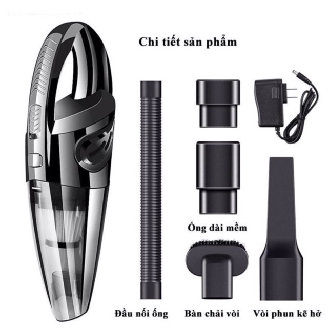 Máy Hút Bụi Cầm Tay Mini Không Dây Pin Sạc 120W Hút Bụi Oto Phiên Bản Mới Nhất 2020 Cáp Sạc USB Tiện Lợi Cho Xe Hơi | BigBuy360 - bigbuy360.vn