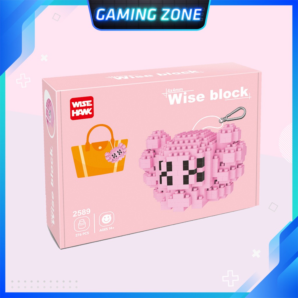 Bộ đồ chơi lắp ráp móc khoá LEGO KAWS nhân vật hoạt hình màu hồng