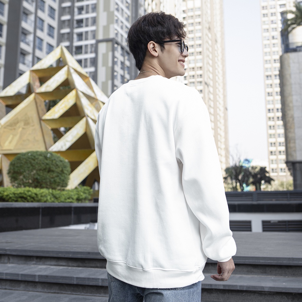 Áo Tay Dài Sweater Thêu Logo Champion Chữ To Có Chất Liệu NỈ Bông Cotton Màu Trắng
