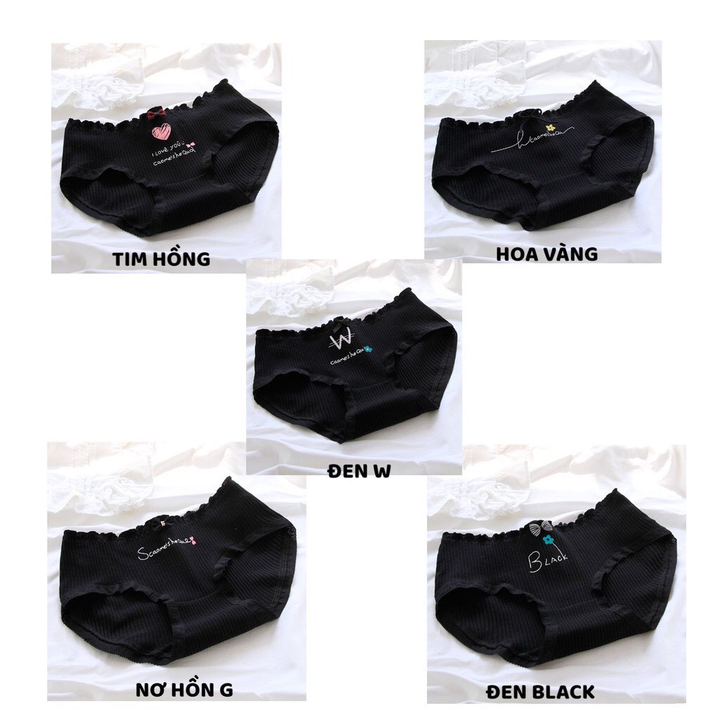 Quần Lót Nữ - Quần Lót Nữ Cotton thiết kế cạp chun bèo đính nơ gân tăm DAN STORE MÃ C875