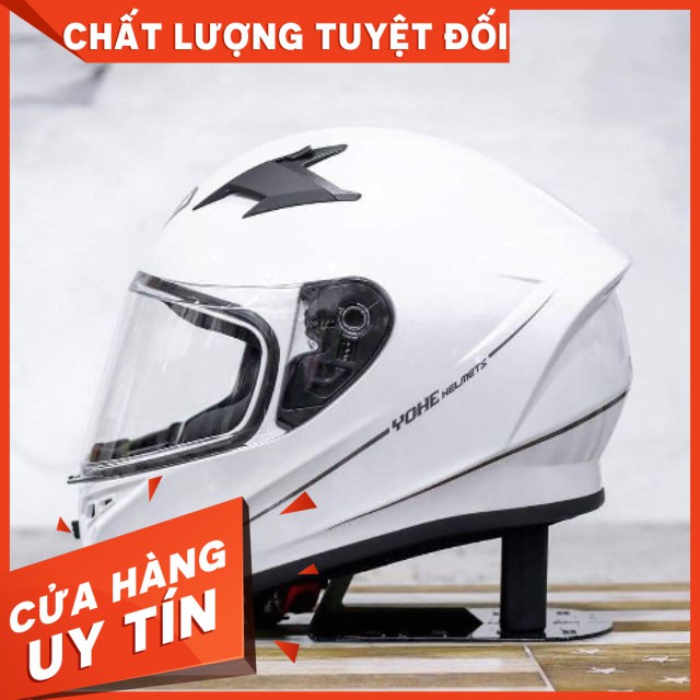 [CHÍNH HÃNG][Combo Quà Tặng Từ Shopee]Mũ Fullface Yohe 978 TRẮNG BÓNG chính hãng