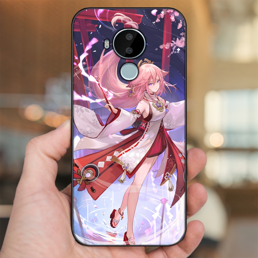 Ốp lưng Nokia C30 viền đen in hình Yae Miko Genshin Impact