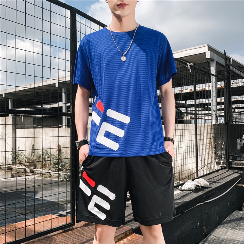 Bộ Thể Thao Nam FI.LLA quần áo tập gym vải thun lạnh thoáng mát co giãn năng động thời trang MSSBHP1