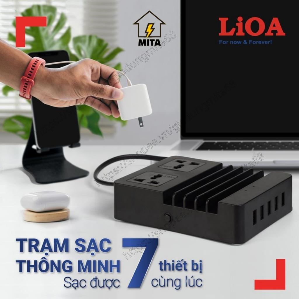 Ổ cắm điện LiOA, ổ điện trạm sạc thông minh LiOA 2D22N5USB - MITA