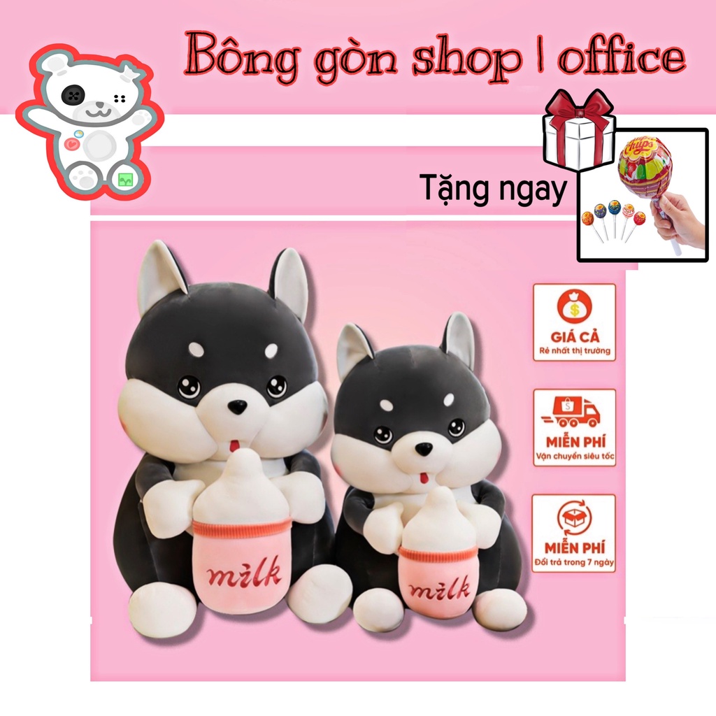 Gấu Bông Chó Bú Bình Sữa 60cm, 80cm, 1m siêu cute