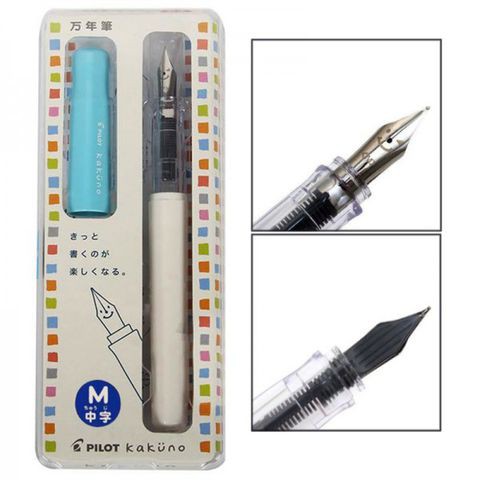Bút Máy Pilot Kakuno Nhật Bản Thân Trắng Nắp Màu