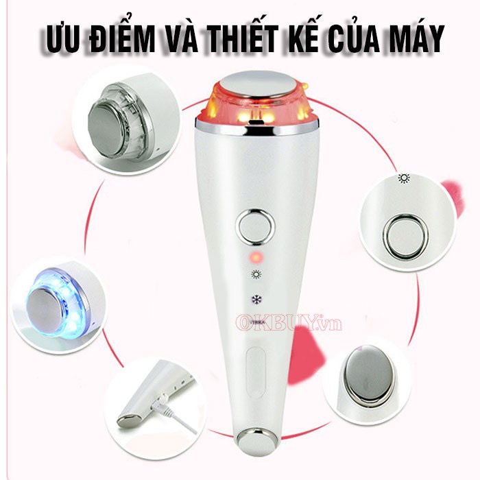 Máy Điện Di 2 Đầu Nóng Lạnh Máy Điện Di Đẩy Tinh Chất Massage mặt Dùng Cá Nhân Spa Thẩm Mỹ Viện