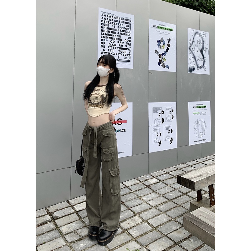 Cocory vn Quần Jeans Nữ Lưng Cao Ống Rộng Phong Cách Hip Hop Thời Trang Mùa Hè Cá Tính