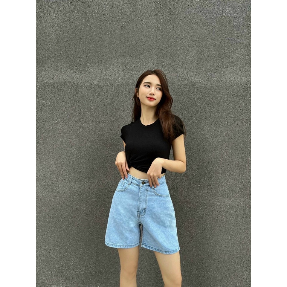 Quần đùi jean basic cực xinhh năng động, dễ phối đồ - Hàng có sẵn - Xưởng may Lộc Vân - V43