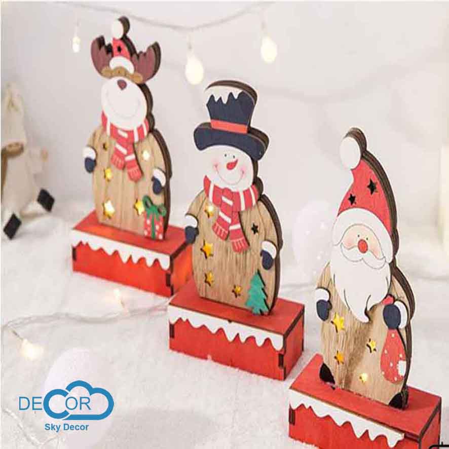 Mô hình ông già noel sáng đèn trang trí nhà cửa, đạo cụ chụp ảnh sản phẩm, phông nèn chụp ảnh - Sky Decor