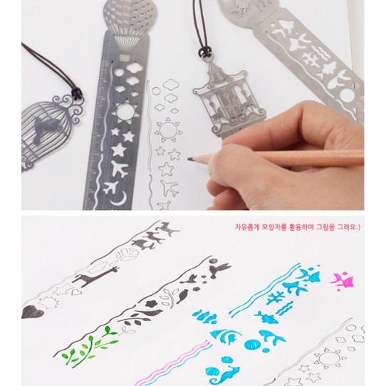 [Mã LIFEBOOK2 giảm 10% đơn 0Đ] Bookmark kim loại bạc mẫu ruler cây thước xinh xắn