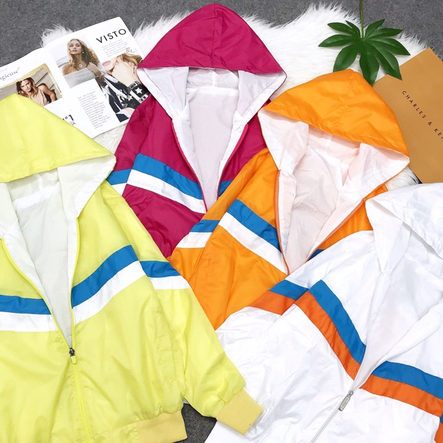 Áo khoác dù hai lớp phối sọc bốn màu siêu xinh | BigBuy360 - bigbuy360.vn