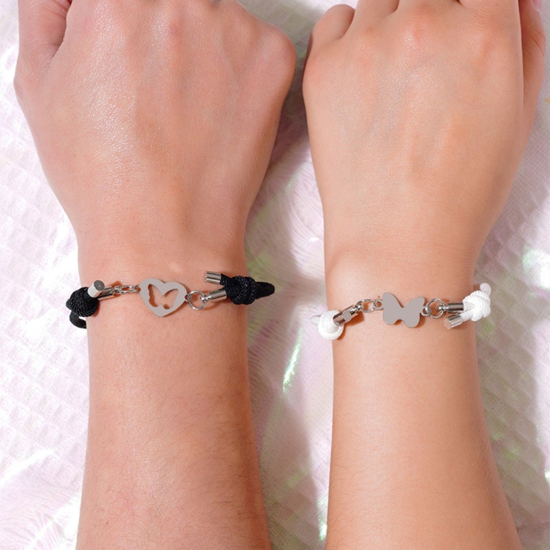 Vòng Đeo Tay Mặt Hình Trái Tim Và Bướm Bằng Thép Không Gỉ Thời Trang