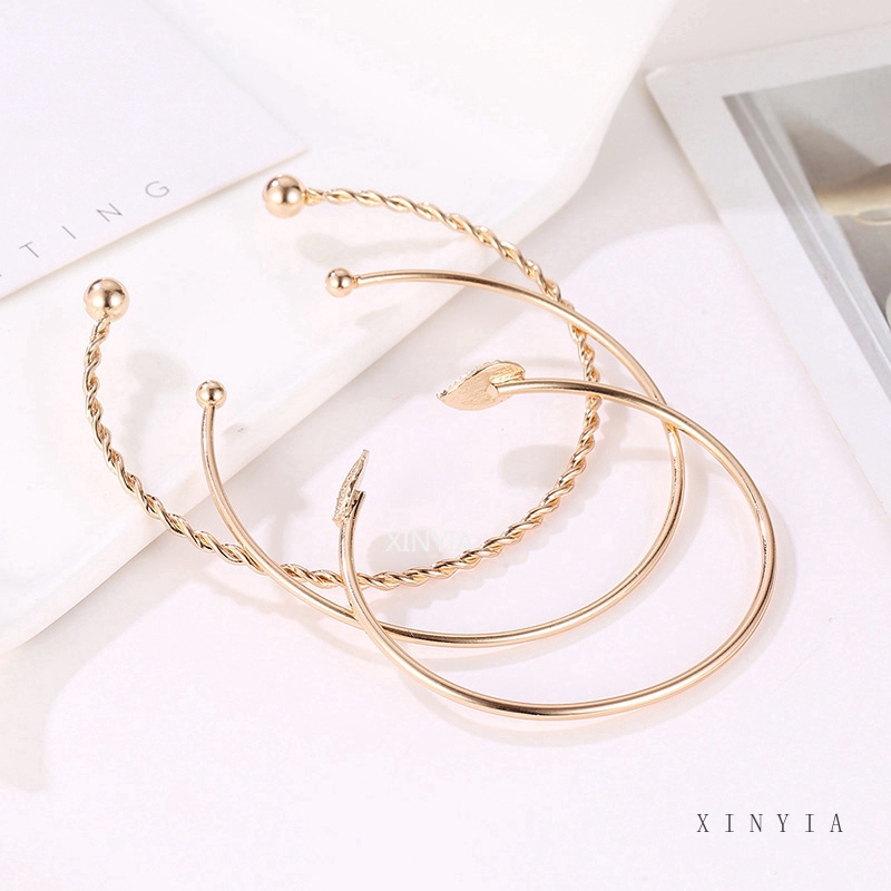 Set 3 vòng tay hợp kim thiết kế đơn giản phong cách vintage