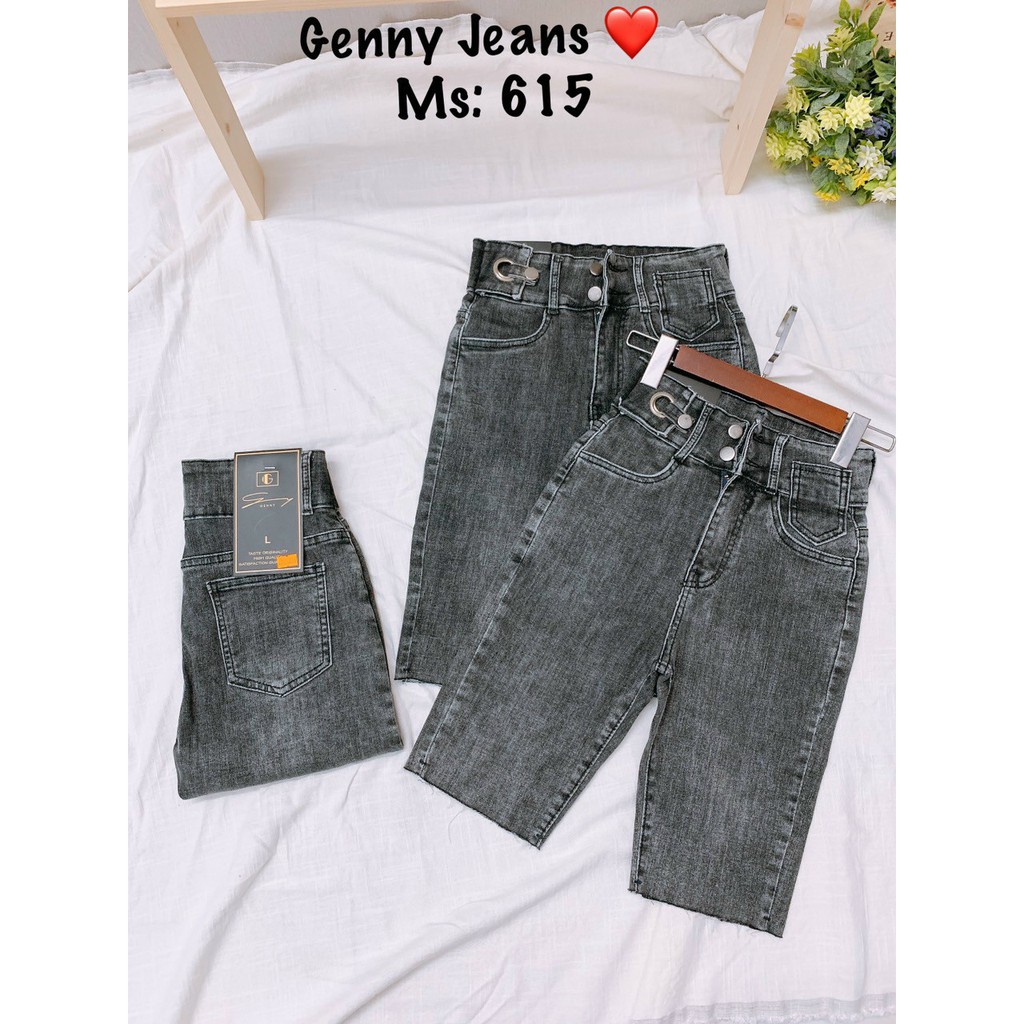 [SML] Quần Jean Nữ Lửng Gối Co Giãn Mẫu Rách Lưng Cao