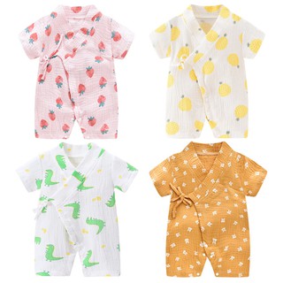 Áo liền quần kiểu kimono hoạ tiết hoa cho bé sơ sinh