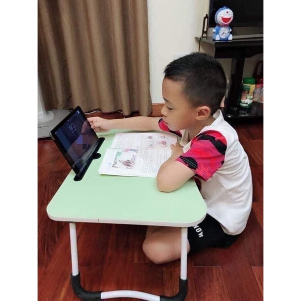 Bàn học gấp gọn, di động có khe để điện thoại, ipad..