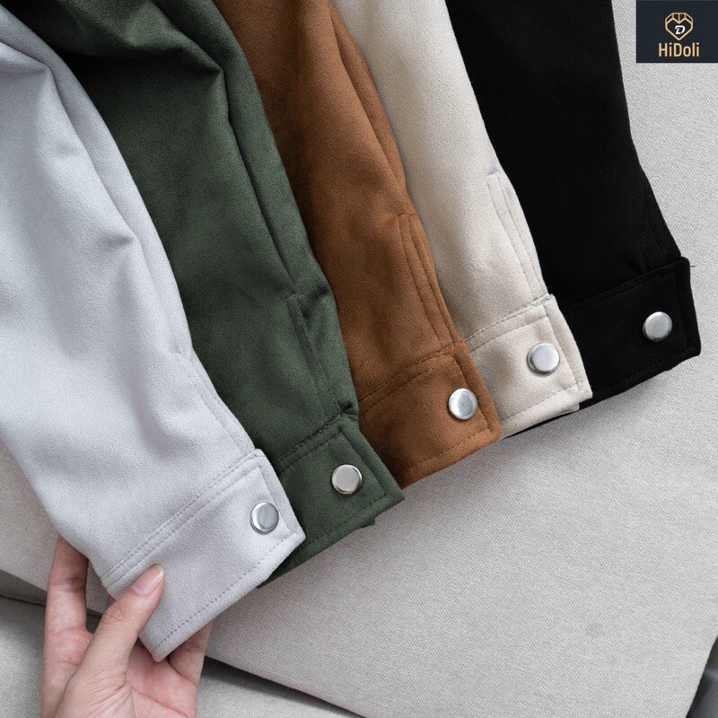 Áo khoác da lộn lót gió cổ bẻ - Áo khoác thu đông thời trang nam AK62