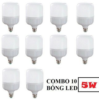 BỘ 10 bóng led 5W CHỐNG NƯỚC MƯA, đui E27 (ánh sáng trắng)