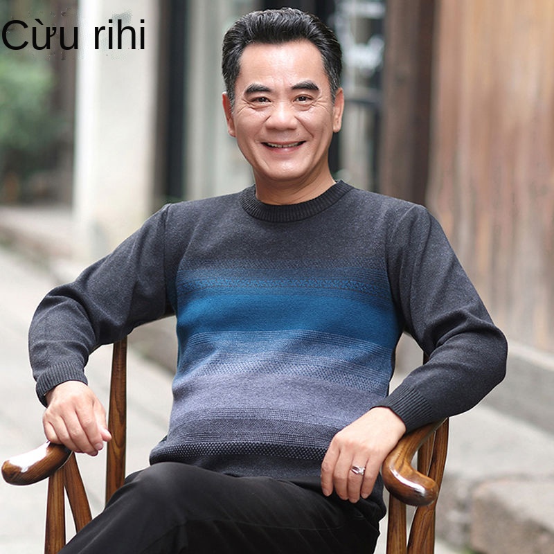 Bố áo len nam khoác mùa thu quần đông trung niên dày dặn ấm áp 40 tuổi 50 giới và cao