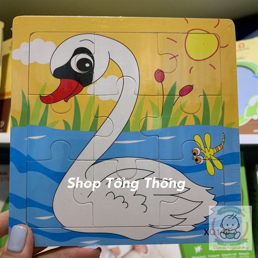 Đồ chơi Ghép hình puzzle tranh ghép gỗ an toàn 9 mảnh xếp hình con vật, phương tiện cho bé trai bé gái